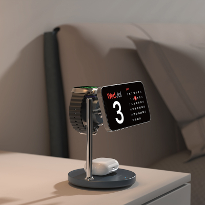 Wiwu Wi-W041 Qi2 Şarj Teknolojili Aktif Soğutma Özellikli 3in1 Kablosuz Şarj Standı 25W - 6