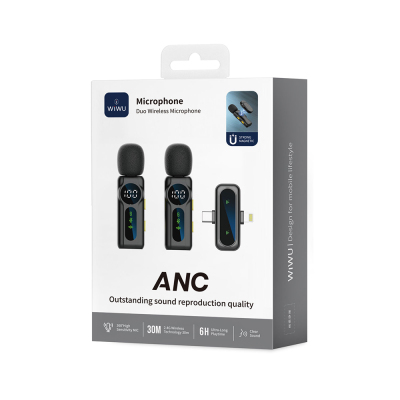 Wiwu Wi-WM007 2in1 Type-C ve Lightning Portlu ANC Özellikli Kablosuz Yaka Mikrofonu - 7