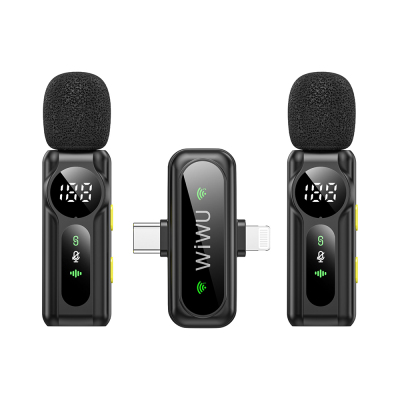Wiwu Wi-WM007 2in1 Type-C ve Lightning Portlu ANC Özellikli Kablosuz Yaka Mikrofonu - 5