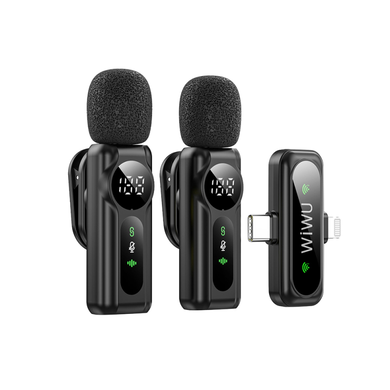 Wiwu Wi-WM007 2in1 Wireless Lavalier Microphone with ANC and Lightning Port - 1