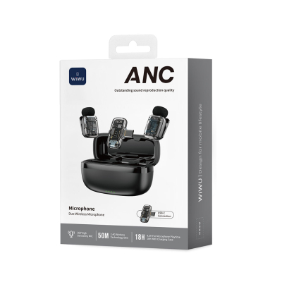 Wiwu Wi-WM008 2in1 Wireless Lapel Microphone with ANC Feature with Type-C Port - 8