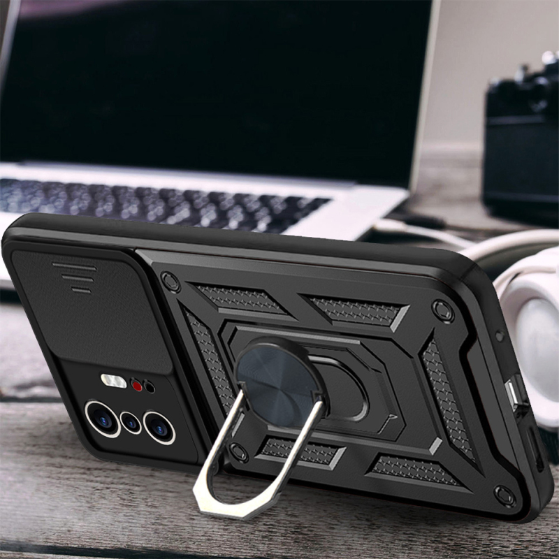 Xiaomi 11T Pro 5G Kılıf Magnetik Standlı Kamera Korumalı Zore Sürgülü Vega Kapak - 3