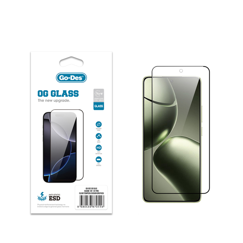 Xiaomi 14T Go Des OG Glass Antistatik Temperli Cam Ekran Koruyucu - 1