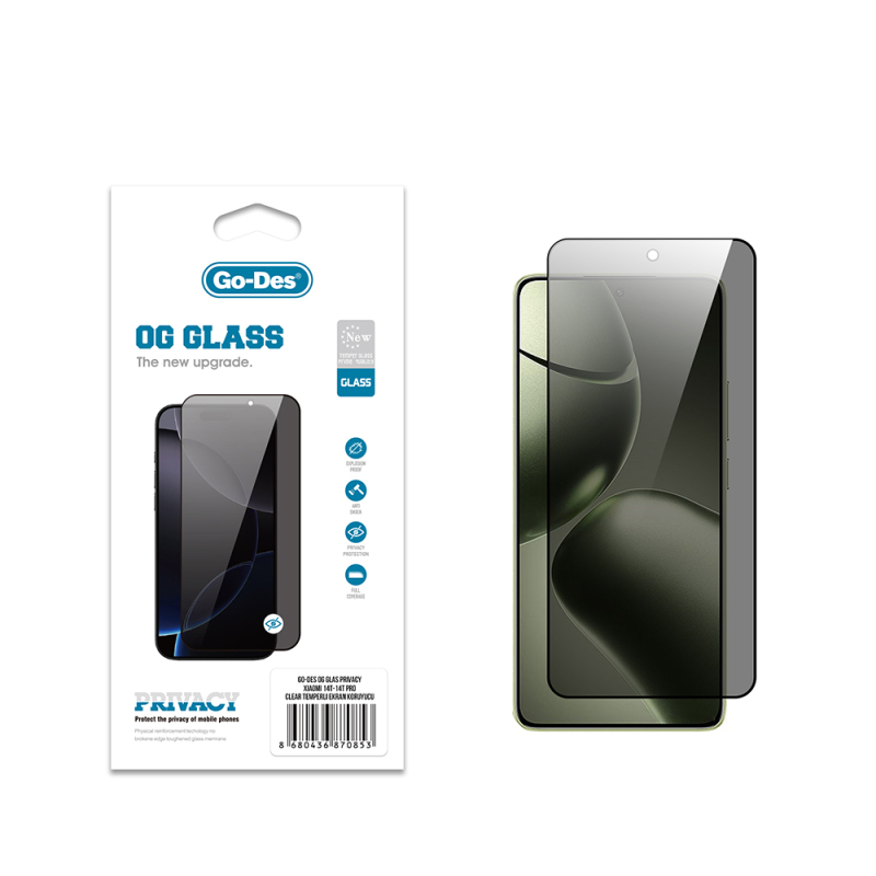 Xiaomi 14T Go Des OG Glass Privacy Antistatik Temperli Cam Ekran Koruyucu - 1