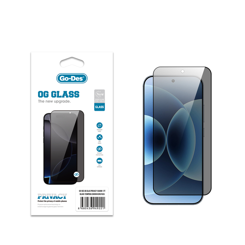 Xiaomi 17T Go Des OG Glass Privacy Antistatik Temperli Cam Ekran Koruyucu - 1