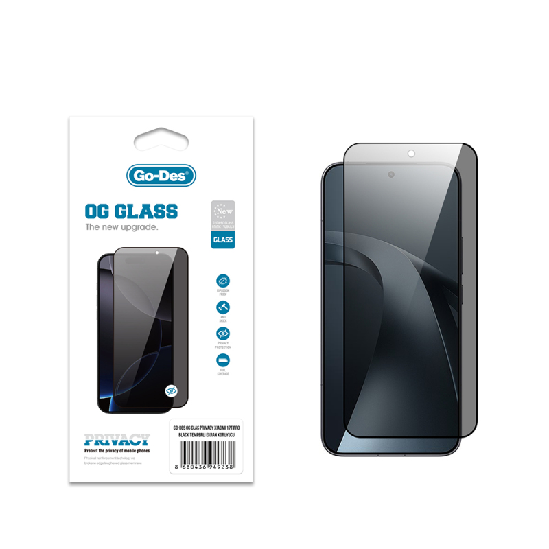 Xiaomi 17T Pro Go Des OG Glass Privacy Antistatik Temperli Cam Ekran Koruyucu - 1