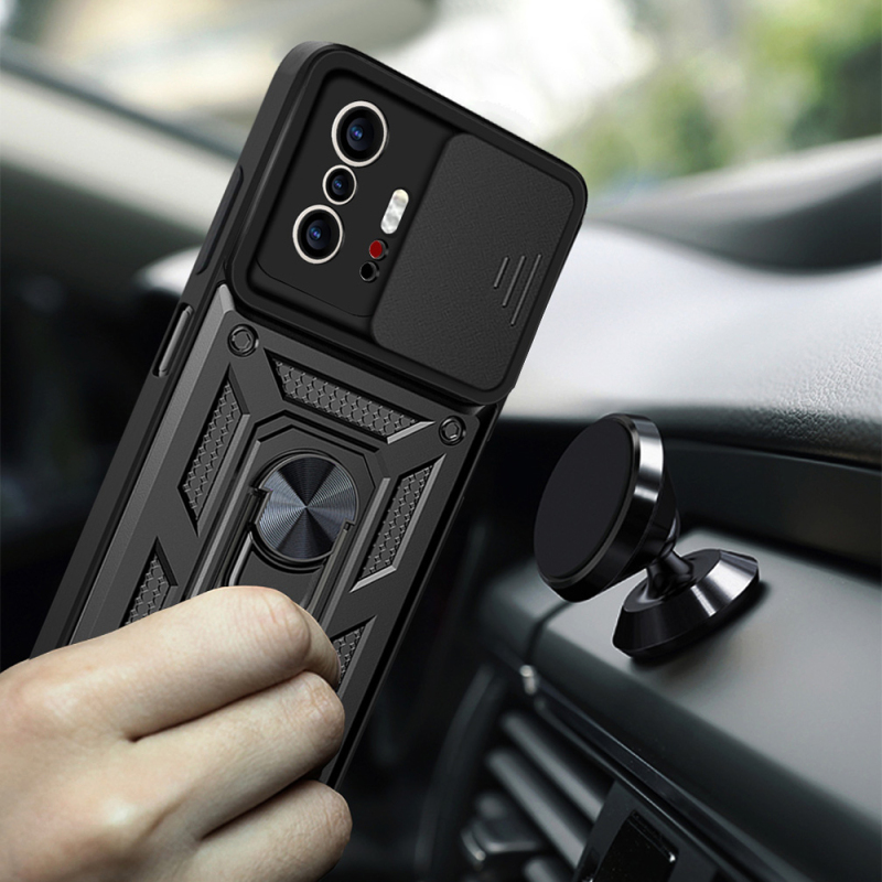 Xiaomi Mi 11T 5G Kılıf Magnetik Standlı Kamera Korumalı Zore Sürgülü Vega Kapak - 2