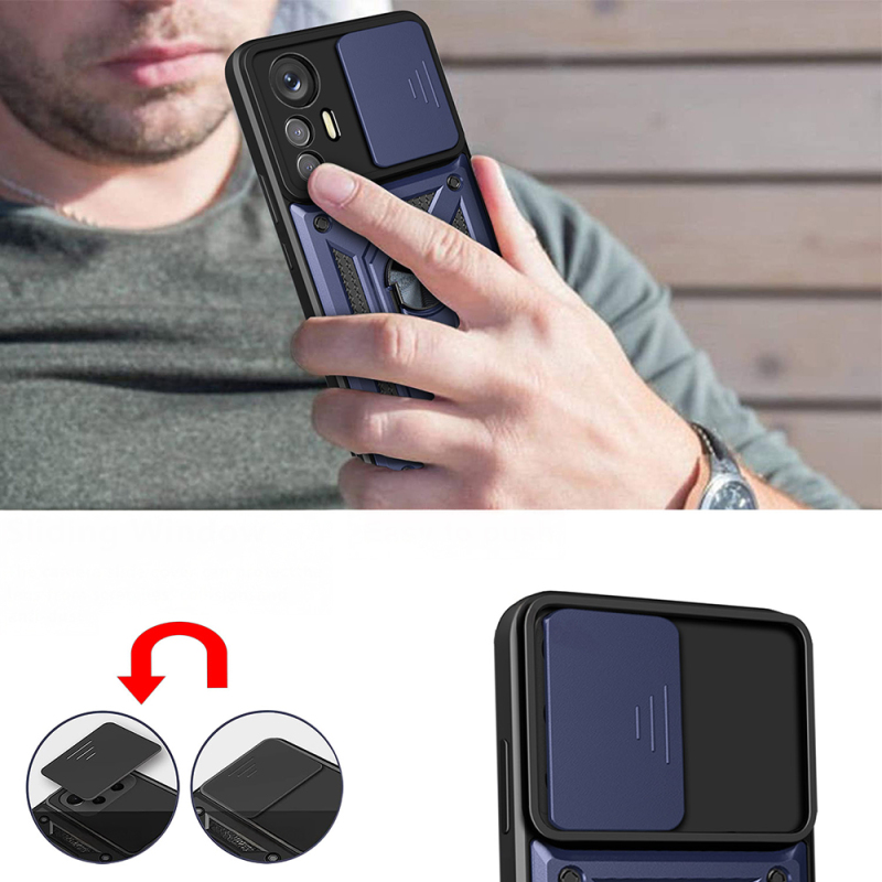 Xiaomi Mi 12 Lite Kılıf Magnetik Standlı Kamera Korumalı Zore Sürgülü Vega Kapak - 8