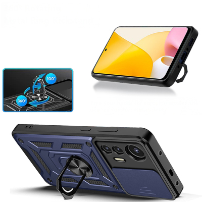 Xiaomi Mi 12 Lite Kılıf Magnetik Standlı Kamera Korumalı Zore Sürgülü Vega Kapak - 7