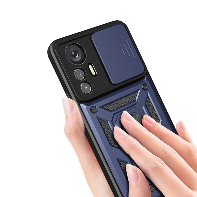 Xiaomi Mi 12 Lite Kılıf Magnetik Standlı Kamera Korumalı Zore Sürgülü Vega Kapak - 6