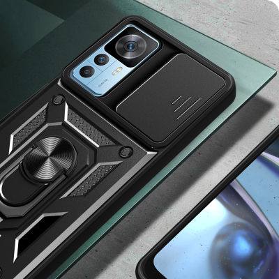Xiaomi Mi 12T Kılıf Magnetik Standlı Kamera Korumalı Zore Sürgülü Vega Kapak - 8