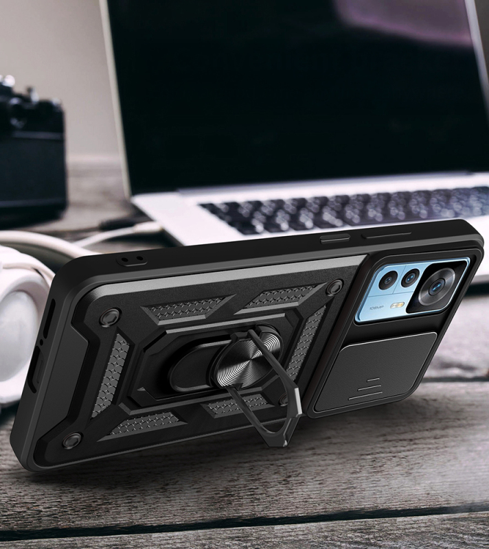 Xiaomi Mi 12T Pro Kılıf Magnetik Standlı Kamera Korumalı Zore Sürgülü Vega Kapak - 10