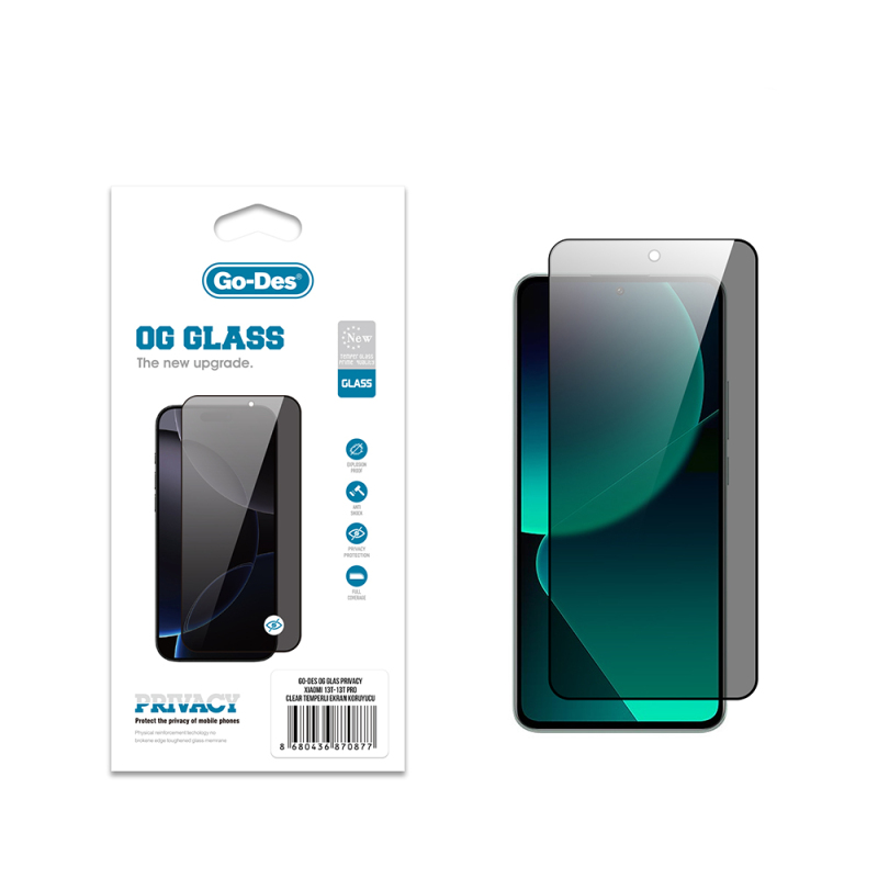 Xiaomi Mi 13T Pro Go Des OG Glass Privacy Antistatik Temperli Cam Ekran Koruyucu - 1