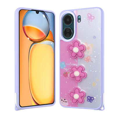 Xiaomi Poco C65 Case Shining Glitter Relief Figured Zore Cevze Cover - 5