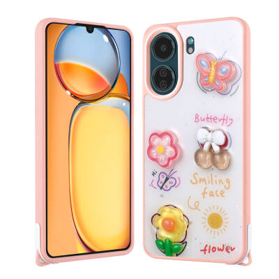 Xiaomi Poco C65 Case Shining Glitter Relief Figured Zore Cevze Cover - 2