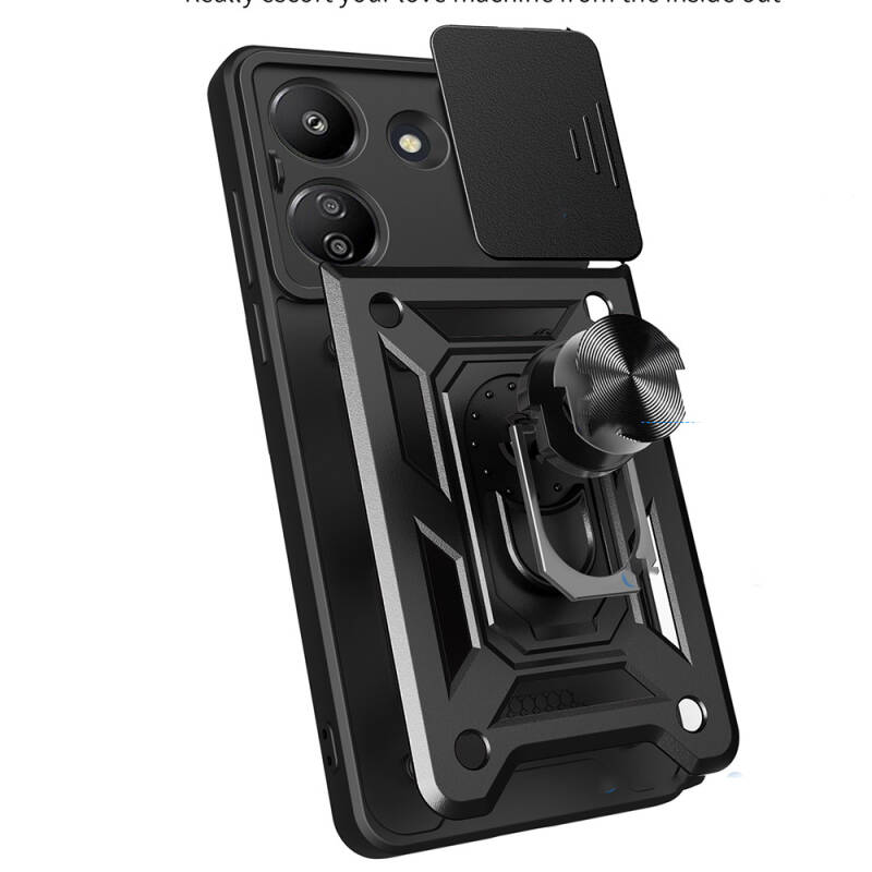 Xiaomi Poco C65 Case Magnetic Stand Camera Protector Zore Sliding Vega Cover - 3