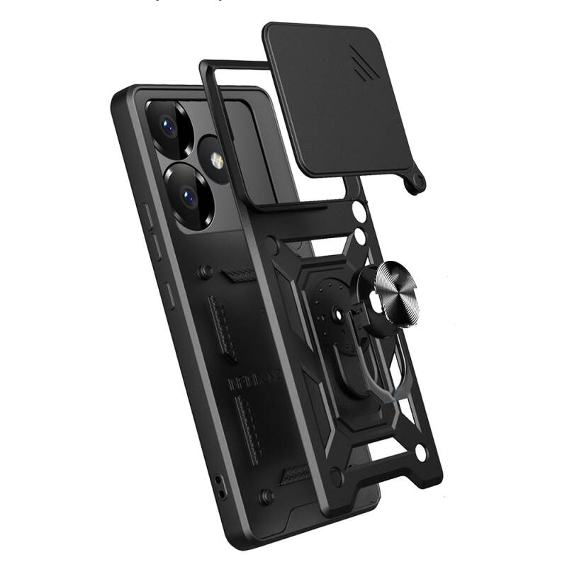 Xiaomi Poco F6 Case Magnetic Stand Camera Protection Zore Sliding Vega Cover - 2