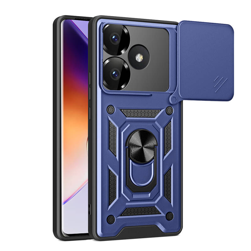 Xiaomi Poco F6 Case Magnetic Stand Camera Protection Zore Sliding Vega Cover - 1