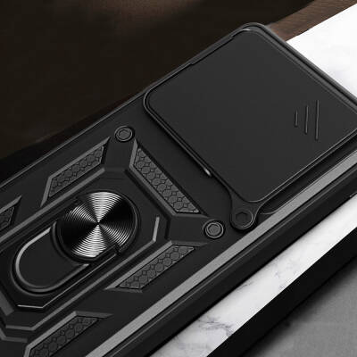 Xiaomi Poco F6 Kılıf Magnetik Standlı Kamera Korumalı Zore Sürgülü Vega Kapak - 7