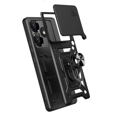 Xiaomi Poco F6 Kılıf Magnetik Standlı Kamera Korumalı Zore Sürgülü Vega Kapak - 2