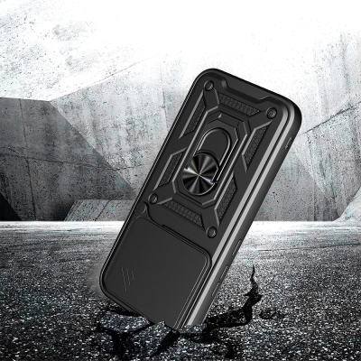 Xiaomi Poco F8 Pro Case with Magnetic Stand and Camera Protection Zore Sliding Vega Cover - 3