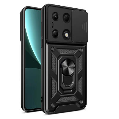 Xiaomi Poco M6 Pro 4G Case with Magnetic Stand Camera Protection Zore Sliding Vega Cover - 1