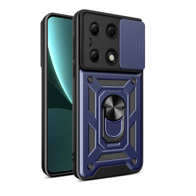 Xiaomi Poco M6 Pro 4G Case with Magnetic Stand Camera Protection Zore Sliding Vega Cover - 8