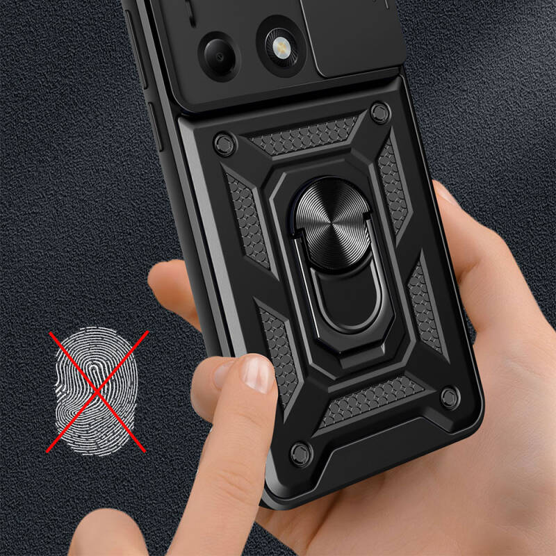 Xiaomi Poco M6 Pro 4G Case with Magnetic Stand Camera Protection Zore Sliding Vega Cover - 11