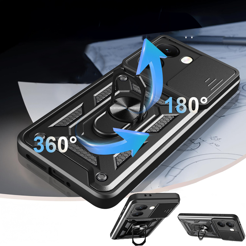Xiaomi Poco X7 Pro Case Magnetic Stand Camera Protected Zore Sliding Vega Cover - 10