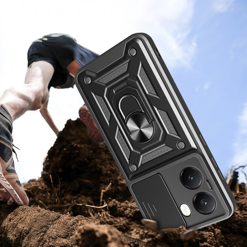 Xiaomi Poco X7 Pro Kılıf Magnetik Standlı Kamera Korumalı Zore Sürgülü Vega Kapak - 5