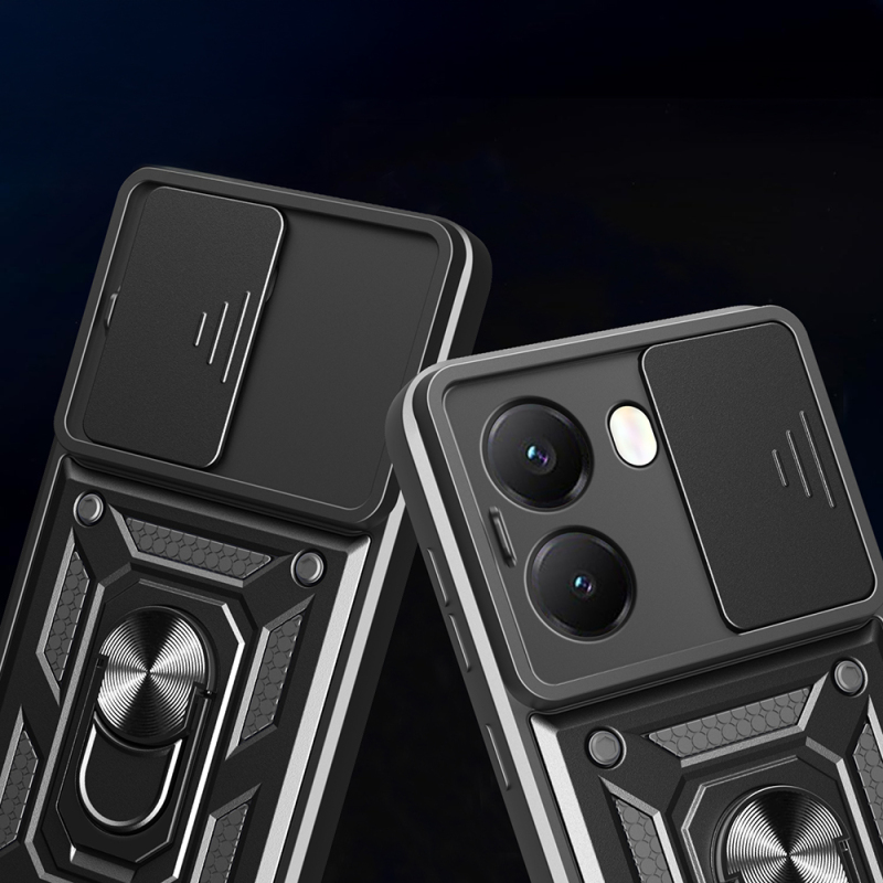 Xiaomi Poco X7 Pro Kılıf Magnetik Standlı Kamera Korumalı Zore Sürgülü Vega Kapak - 6