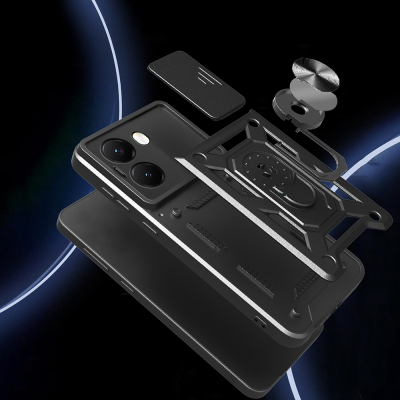 Xiaomi Poco X7 Pro Kılıf Magnetik Standlı Kamera Korumalı Zore Sürgülü Vega Kapak - 7