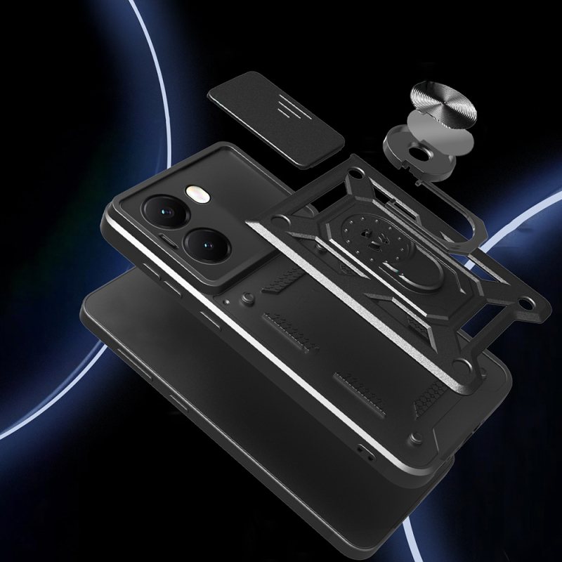 Xiaomi Poco X7 Pro Kılıf Magnetik Standlı Kamera Korumalı Zore Sürgülü Vega Kapak - 7