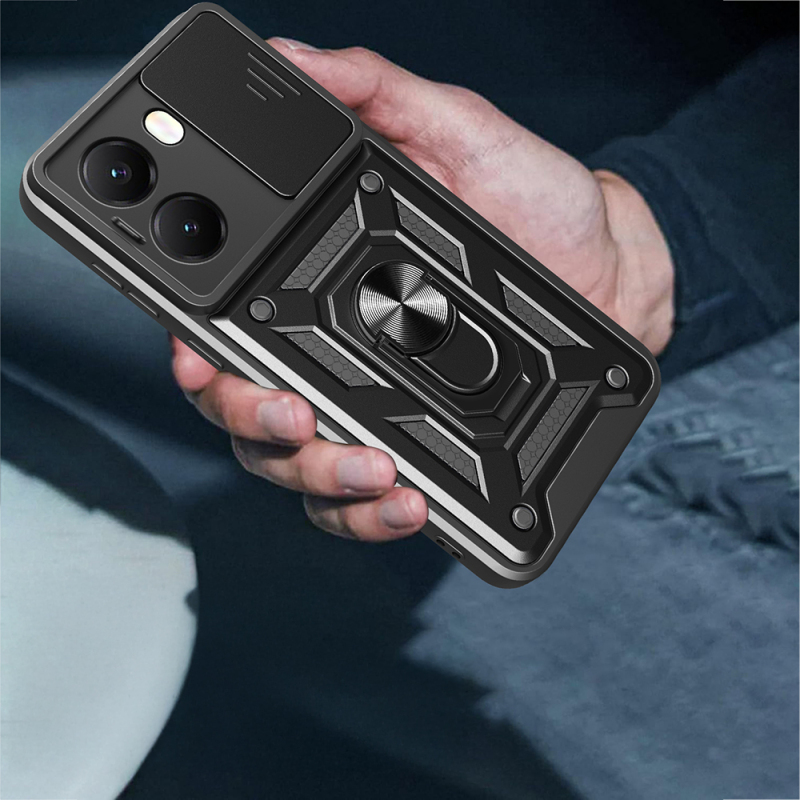 Xiaomi Poco X7 Pro Kılıf Magnetik Standlı Kamera Korumalı Zore Sürgülü Vega Kapak - 9