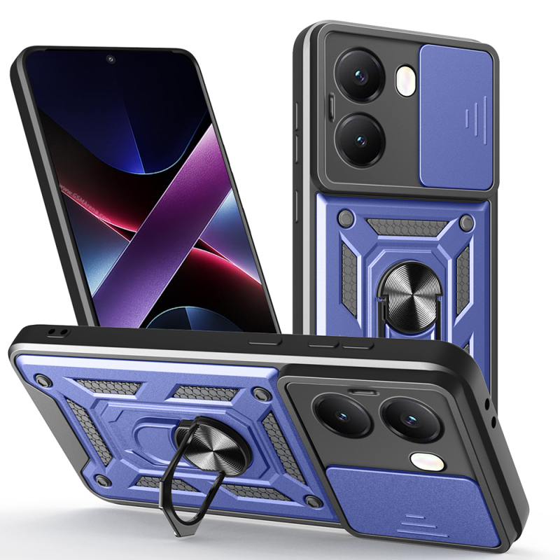 Xiaomi Poco X7 Pro Kılıf Magnetik Standlı Kamera Korumalı Zore Sürgülü Vega Kapak - 3
