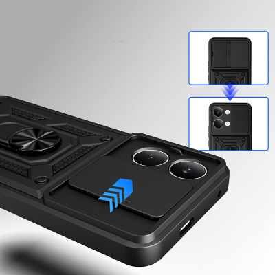 Xiaomi Poco X8 Pro Max Kılıf Magnetik Standlı Kamera Korumalı Zore Sürgülü Vega Kapak - 4
