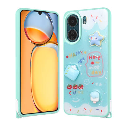 Xiaomi Redmi 13C Case Shining Glitter Relief Figured Zore Cevze Cover - 3