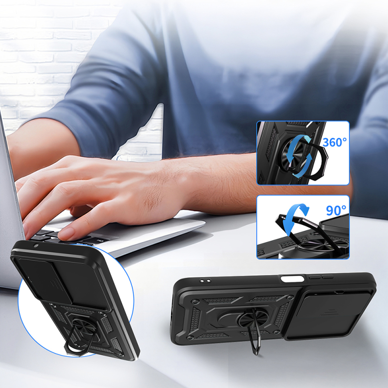 Xiaomi Redmi 15 Case Magnetic Stand Camera Protection Zore Sliding Vega Cover - 7