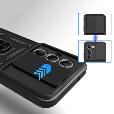 Xiaomi Redmi 15 Kılıf Magnetik Standlı Kamera Korumalı Zore Sürgülü Vega Kapak - 4