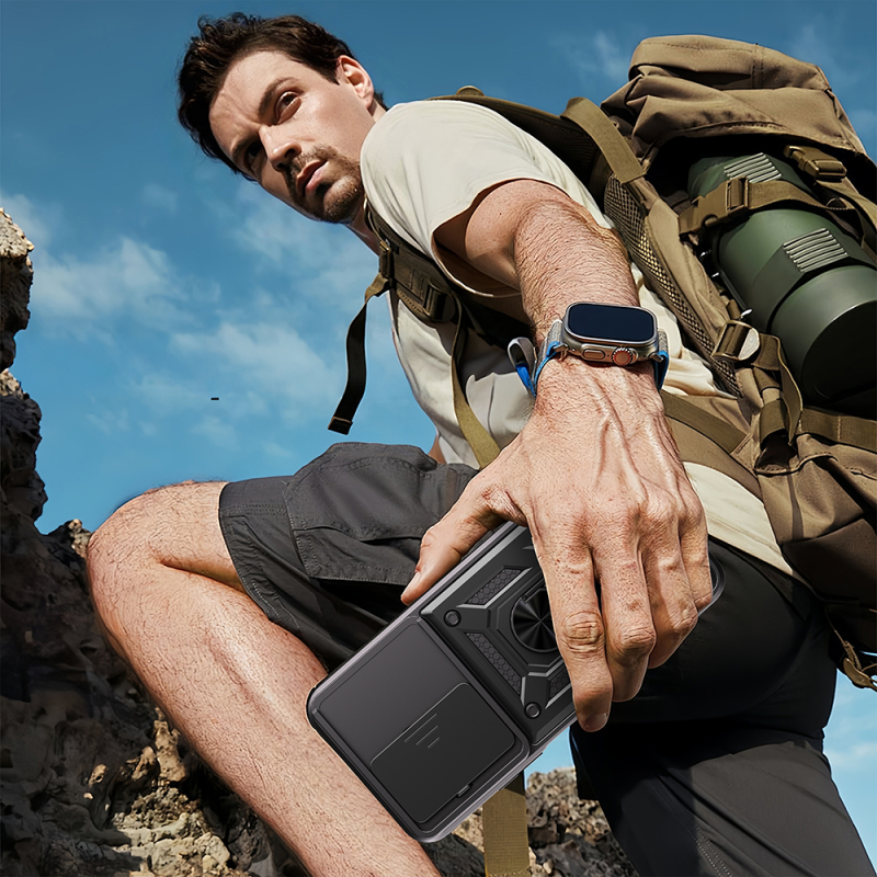 Xiaomi Redmi 15C Kılıf Magnetik Standlı Kamera Korumalı Zore Sürgülü Vega Kapak - 10