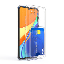 Xiaomi Redmi 9C Case Card Holder Transparent Zore Setra Clear Silicone Cover - 5