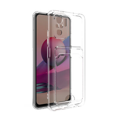 Xiaomi Redmi Note 10 Case Card Holder Transparent Zore Setra Clear Silicone Cover - 5