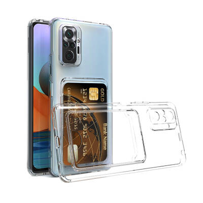 Xiaomi Redmi Note 10 Pro Case Transparent Zore Setra Clear Silicone Cover with Card Holder - 1
