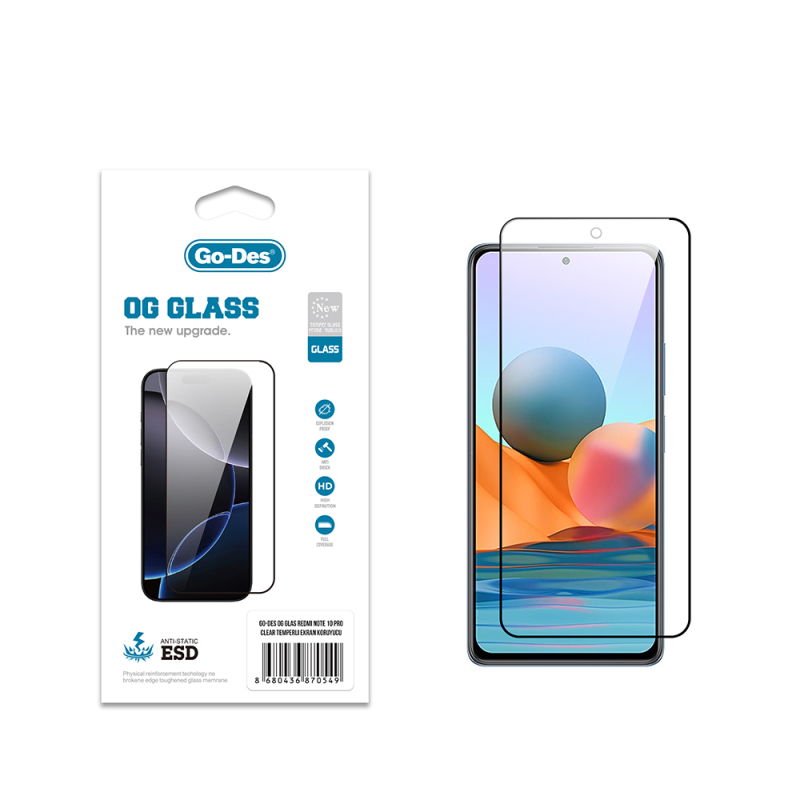 Xiaomi Redmi Note 10 Pro Go Des OG Glass Antistatik Temperli Cam Ekran Koruyucu - 1