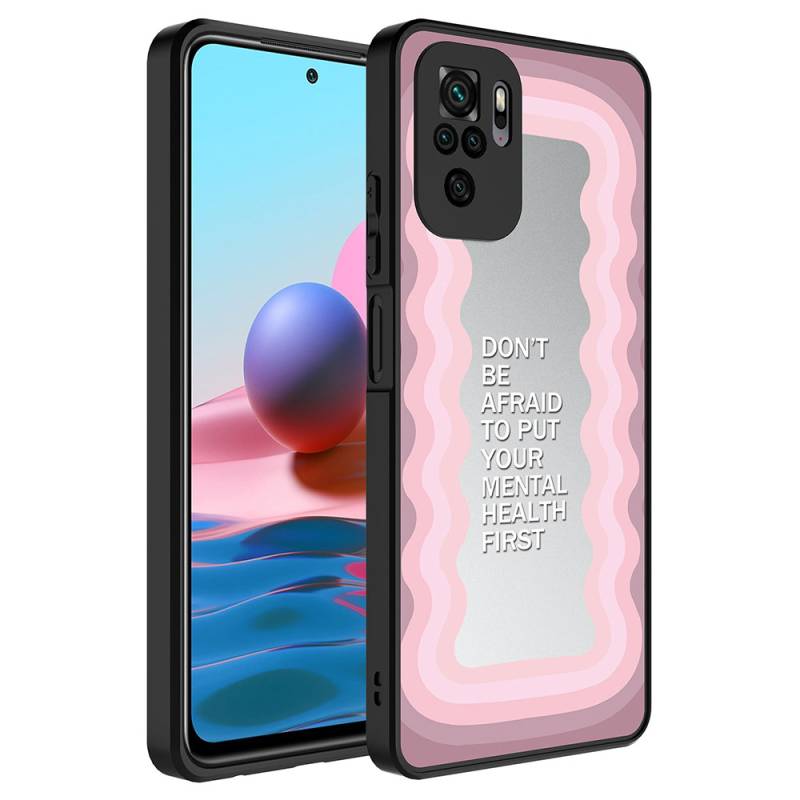 Xiaomi Redmi Note 10S Case Mirror Patterned Camera Protection Glossy Zore Mirror Cover - 5