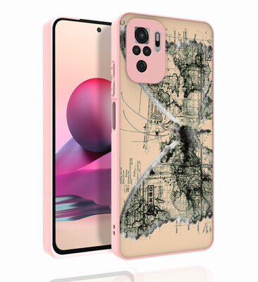 Xiaomi Redmi Note 10S Case Patterned Camera Protection Glossy Zore Nora Cover - 6