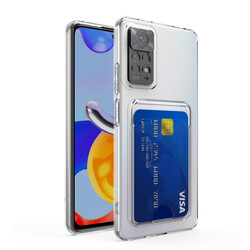 Xiaomi Redmi Note 11 Global Case Card Holder Transparent Zore Setra Clear Silicone Cover - 1