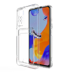 Xiaomi Redmi Note 11S Global Case Card Holder Transparent Zore Setra Clear Silicone Cover - 5
