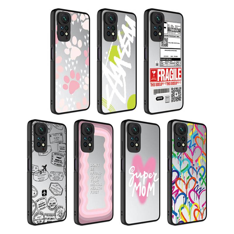 Xiaomi Redmi Note 11S Global Case Mirror Patterned Camera Protection Glossy Zore Mirror Cover - 7