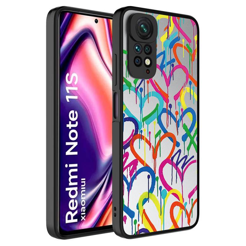 Xiaomi Redmi Note 11S Global Case Mirror Patterned Camera Protection Glossy Zore Mirror Cover - 9